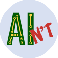 AIn’t badge: made from 100% natural brains; CC0 by Bethan Tovey-Walsh via https://linguacelta.com/aint/